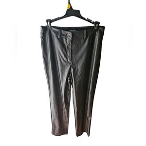 Boohoo Wide Leg Faux Leather Black Pants Size 12